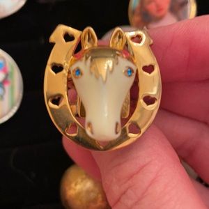 Betsey Johnson lucky horseshoe ring size 7 RARE